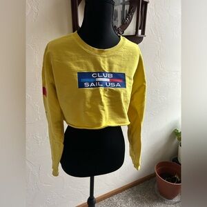Forever 21 Yellow Crop Top with Club Sail USA Graphic